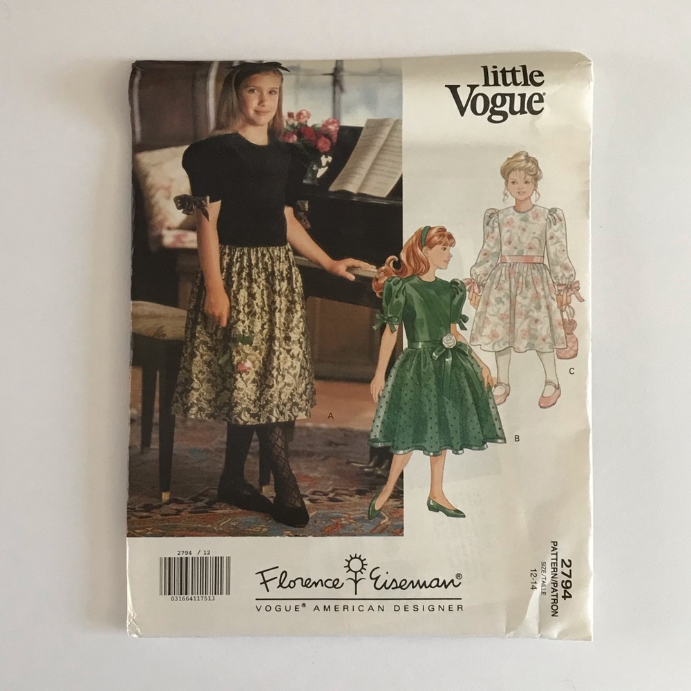 🧵3for12🧵 VTG Little Vogue Pattern 2974 Girl’s Dress